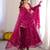 Pink cotton poly embroidered anarkali set