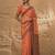 peach woven design linen khadi saree