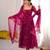 Pink cotton poly embroidered anarkali set