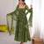 Green cotton poly embroidered anarkali set
