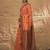 peach woven design linen khadi saree