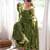 Green cotton poly embroidered anarkali set