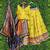 yellow satin lehenga with printed work and silk dupatta