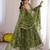 Green cotton poly embroidered anarkali set