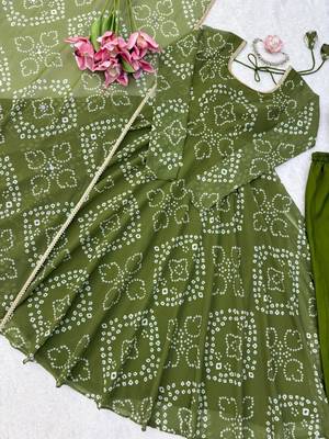 Green cotton poly embroidered anarkali set 5