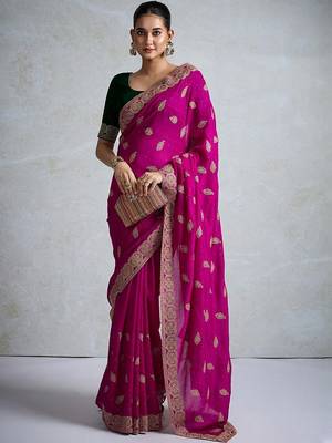 pink silk blend sarees 1