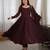 Brown chanderi embroidered flared gown set