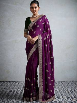 Purple purple silk blend  sarees 1