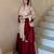 Beige silk blend embroidered palazzo set