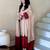 Beige silk blend embroidered palazzo set