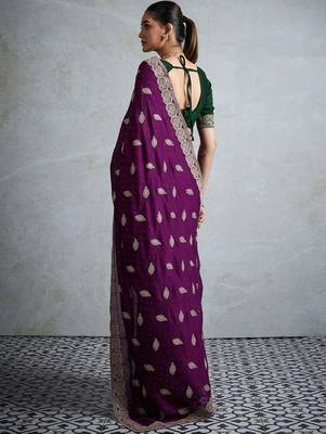 Purple purple silk blend  sarees 5