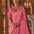 Pink floral zari silk blend banarasi saree