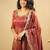Champagne silk blend embroidered flared gown set