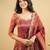 Champagne silk blend embroidered flared gown set