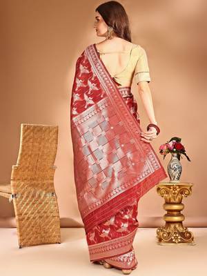 red woven design zari banarasi saree 4
