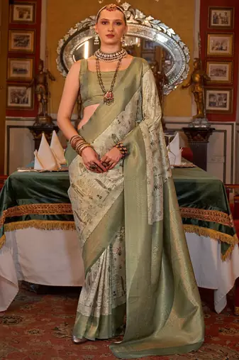 beige ethnic motifs zari kanjeevaram silk blend saree