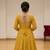 Yellow silk blend embroidered flared gown set