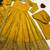 Yellow silk blend embroidered flared gown set
