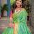 green woven design floral zari kanjeevaram silk blend saree