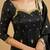 Black silk blend embroidered flared gown set