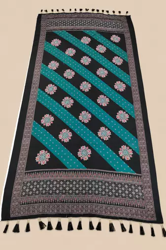 teal leheriya print satin navratri lehenga choli