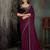 magenta beads and stones embellished solid saree with blouse piece