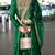 Dark-green silk blend embroidered kurta set