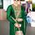 Dark-green silk blend embroidered kurta set