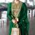 Dark-green silk blend embroidered kurta set
