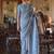 blue printed dabu zari bagru saree