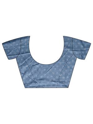 blue printed dabu zari bagru saree 5