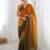 yellow ombre dyed satin saree with blouse piece