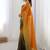 yellow ombre dyed satin saree with blouse piece