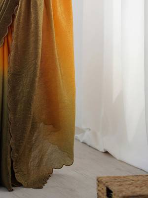 yellow ombre dyed satin saree with blouse piece 4