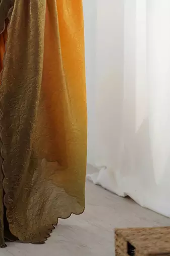 yellow ombre dyed satin saree with blouse piece