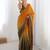 yellow ombre dyed satin saree with blouse piece