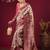 cream ethnic motifs woven design viscose rayon saree