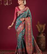 blue women floral woven design viscose rayon celebrity viscose rayon sarees