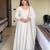 White cotton poly embroidered flared gown set