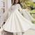 White cotton poly embroidered flared gown set