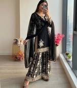 Black georgette embroidered palazzo set