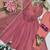 Pink silk blend hand embroidery anarkali set