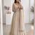 Cream silk blend hand embroidery anarkali set