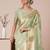 Sea green ethnic motifs woven design zari tissue banarasi saree