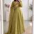 Olive silk blend embroidered anarkali set