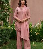 Pink chanderi embroidered farshi salwar set