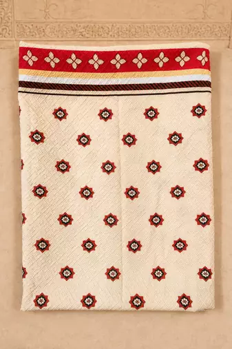 cream navratri printed cotton lehenga choli