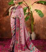 Mauve ethnic motifs silk blend saree