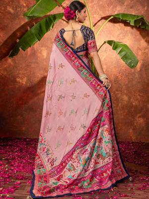 Mauve ethnic motifs silk blend saree 3