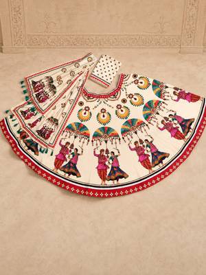 cream navratri printed cotton lehenga choli 6